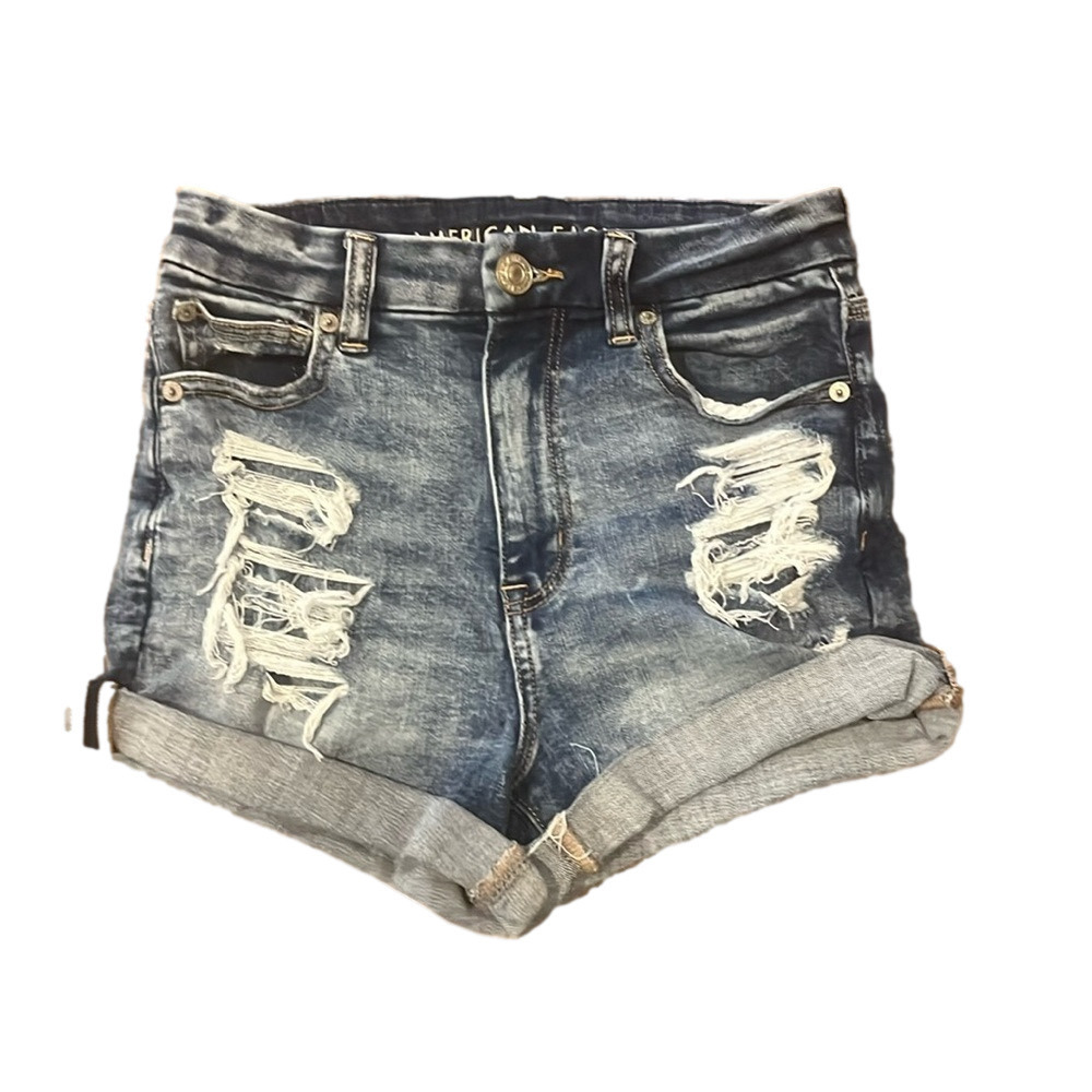 American Eagle curvy high rise denim shorts, size 0